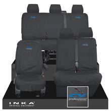 Load image into Gallery viewer, VW Transporter T6.1, T6, T5.1 Front 1+2 & Rear Triple Tailored Waterproof Seat Covers Black MY 10-24 - CV Professional Embroidery