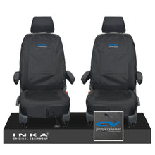 Load image into Gallery viewer, VW Transporter T6.1,T6,T5.1 INKA Front 1+1 Tailored Waterproof Seat Covers Black - Plain (inferred) Embroidery
