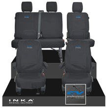 Load image into Gallery viewer, VW Transporter T6.1, T6, T5.1 Front 1+1 & Rear 2+1 Tailored Waterproof Seat Covers Black MY-10-24 - CV-Series Embroidery