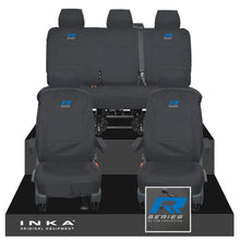 Load image into Gallery viewer, VW Transporter T6.1, T6, T5.1 INKA Front & Rear Tailored Waterproof Seat Covers Black MY 10-24 - R-Series Embroidery