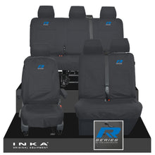 Load image into Gallery viewer, VW Transporter T6.1, T6, T5.1 Front 1+2 & Rear Triple Tailored Waterproof Seat Covers Black MY 10-24 - R-Series Embroidery