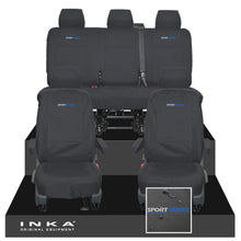 Load image into Gallery viewer, VW Transporter T6.1, T6, T5.1 INKA Front & Rear Tailored Waterproof Seat Covers Black MY 10-24 - Sport-Series Embroidery