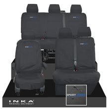 Load image into Gallery viewer, VW Transporter T6.1, T6, T5.1 Front 1+2 & Rear Triple Tailored Waterproof Seat Covers Black MY 10-24 - Sport-Series Embroidery