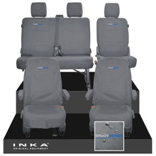 Load image into Gallery viewer, VW Transporter T6.1, T6, T5.1 Front 1+1 & Rear 2+1 Tailored Waterproof Seat Covers Grey MY 10-24 - Sport-Series Embroidery