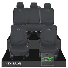 Load image into Gallery viewer, VW Transporter T6.1, T6, T5.1 INKA Front & Rear Tailored Waterproof Seat Covers Black MY 10-24 - CV Professional Embroidery