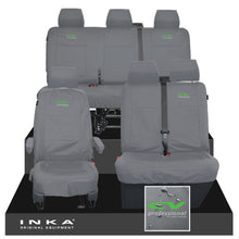 Load image into Gallery viewer, VW Transporter T6.1, T6, T5.1 Front 1+2 & Rear Triple Tailored Waterproof Seat Covers Grey MY 10-24 - CV Professional Embroidery