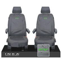 Load image into Gallery viewer, VW Transporter Shuttle T6.1, T6 Front 1+1 Tailored Waterproof Seat Covers Grey MY-15-23 - Plain (inferred) Embroidery