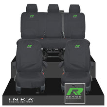 Load image into Gallery viewer, VW Transporter T6.1, T6, T5.1 INKA Front & Rear Tailored Waterproof Seat Covers Black MY 10-24 - R-Series Embroidery