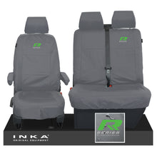 Load image into Gallery viewer, VW Transporter T6.1,T6,T5.1 INKA Front Set 1+2 Tailored Waterproof Seat Covers Grey - R-Series Embroidery