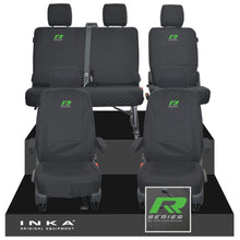 Load image into Gallery viewer, VW Transporter T6.1, T6, T5.1 Front 1+1 & Rear 2+1 Tailored Waterproof Seat Covers Black MY-10-24 - R-Series Embroidery