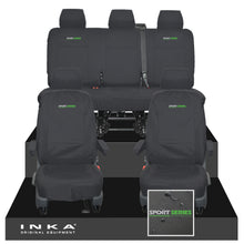 Load image into Gallery viewer, VW Transporter T6.1, T6, T5.1 INKA Front & Rear Tailored Waterproof Seat Covers Black MY 10-24 - Sport-Series Embroidery