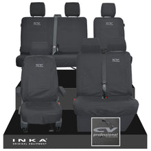 Load image into Gallery viewer, VW Transporter T6.1, T6, T5.1 Front 1+2 & Rear 2+1 Tailored Waterproof Seat Covers Black MY-10-24 - CV-Series Embroidery