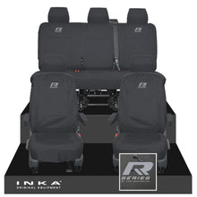 Load image into Gallery viewer, VW Transporter T6.1, T6, T5.1 INKA Front & Rear Tailored Waterproof Seat Covers Black MY 10-24 - R-Series Embroidery