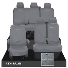 Load image into Gallery viewer, VW Transporter T6.1, T6, T5.1 Front 1+2 & Rear Triple Tailored Waterproof Seat Covers Grey MY 10-24