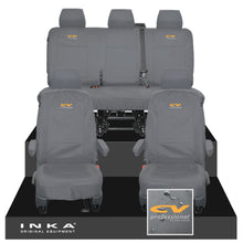 Load image into Gallery viewer, VW Transporter T6.1, T6, T5.1 INKA Front & Rear Tailored Waterproof Seat Covers Grey MY 10-24 - CV Professional Embroidery
