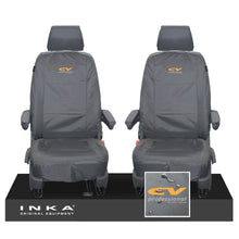 Load image into Gallery viewer, VW Transporter Shuttle T6.1, T6 Front 1+1 Tailored Waterproof Seat Covers Grey MY-15-23 - Plain (inferred) Embroidery