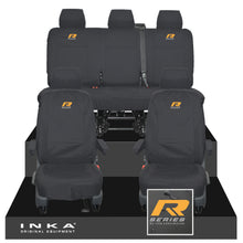 Load image into Gallery viewer, VW Transporter T6.1, T6, T5.1 INKA Front & Rear Tailored Waterproof Seat Covers Black MY 10-24 - R-Series Embroidery