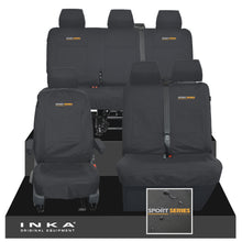 Load image into Gallery viewer, VW Transporter T6.1, T6, T5.1 Front 1+2 & Rear Triple Tailored Waterproof Seat Covers Black MY 10-24 - Sport-Series Embroidery