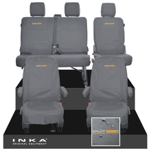 Load image into Gallery viewer, VW Transporter T6.1, T6, T5.1 Front 1+1 & Rear 2+1 Tailored Waterproof Seat Covers Grey MY 10-24 - Sport-Series Embroidery