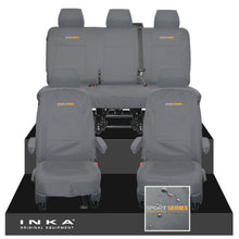 Load image into Gallery viewer, VW Transporter T6.1, T6, T5.1 INKA Front & Rear Tailored Waterproof Seat Covers Grey MY 10-24 - Sport-Series Embroidery