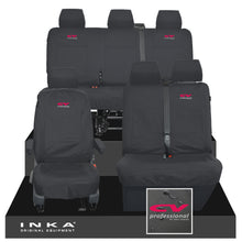 Load image into Gallery viewer, VW Transporter T6.1, T6, T5.1 Front 1+2 & Rear Triple Tailored Waterproof Seat Covers Black MY 10-24 - CV Professional Embroidery