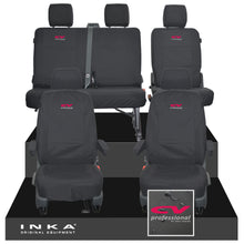 Load image into Gallery viewer, VW Transporter T6.1, T6, T5.1 Front 1+1 & Rear 2+1 Tailored Waterproof Seat Covers Black MY-10-24 - CV-Series Embroidery
