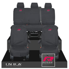 Load image into Gallery viewer, VW Transporter T6.1, T6, T5.1 INKA Front & Rear Tailored Waterproof Seat Covers Black MY 10-24 - R-Series Embroidery