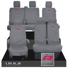 Load image into Gallery viewer, VW Transporter T6.1, T6, T5.1 Front 1+2 & Rear 2+1 Tailored Waterproof Seat Covers Grey MY-10-24 - R-Series Embroidery