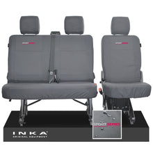 Load image into Gallery viewer, VW Transporter T6.1, T6 INKA Rear Set 2+1 Tailored Waterproof Seat Covers Grey - Sport-Series Embroidery