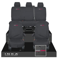 Load image into Gallery viewer, VW Transporter T6.1, T6, T5.1 INKA Front & Rear Tailored Waterproof Seat Covers Black MY 10-24 - Sport-Series Embroidery