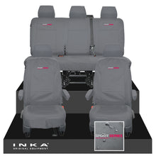 Load image into Gallery viewer, VW Transporter T6.1, T6, T5.1 INKA Front & Rear Tailored Waterproof Seat Covers Grey MY 10-24 - Sport-Series Embroidery
