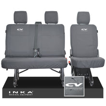Load image into Gallery viewer, VW Transporter T6.1, T6 INKA Rear Set 2+1 Tailored Waterproof Seat Covers Grey - CV Professional Embroidery