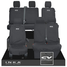 Load image into Gallery viewer, VW Transporter T6.1, T6, T5.1 Front 1+2 & Rear 2+1 Tailored Waterproof Seat Covers Black MY-10-24 - CV-Series Embroidery
