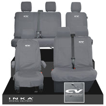 Load image into Gallery viewer, VW Transporter T6.1, T6, T5.1 Front 1+2 & Rear 2+1 Tailored Waterproof Seat Covers Grey MY-10-24 - CV-Series Embroidery