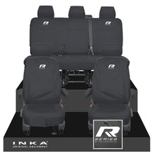 Load image into Gallery viewer, VW Transporter T6.1, T6, T5.1 INKA Front & Rear Tailored Waterproof Seat Covers Black MY 10-24 - R-Series Embroidery