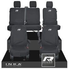 Load image into Gallery viewer, VW Transporter T6.1, T6, T5.1 Front 1+1 & Rear 2+1 Tailored Waterproof Seat Covers Black MY-10-24 - R-Series Embroidery