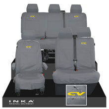 Load image into Gallery viewer, VW Transporter T6.1, T6, T5.1 Front 1+2 & Rear Triple Tailored Waterproof Seat Covers Grey MY 10-24 - CV Professional Embroidery