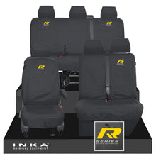 Load image into Gallery viewer, VW Transporter T6.1, T6, T5.1 Front 1+2 & Rear Triple Tailored Waterproof Seat Covers Black MY 10-24 - R-Series Embroidery