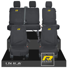 Load image into Gallery viewer, VW Transporter T6.1, T6, T5.1 Front 1+1 & Rear 2+1 Tailored Waterproof Seat Covers Black MY-10-24 - R-Series Embroidery