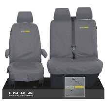 Load image into Gallery viewer, VW Transporter T6.1,T6,T5.1 INKA Front Set 1+2 Tailored Waterproof Seat Covers Grey - Sport-Series Embroidery