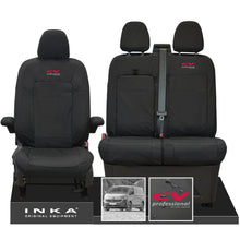 Load image into Gallery viewer, New VW Transporter T7 Panel Van INKA Front Set Tailored Waterproof Seat Covers Black MY25 Onwards - CV Professional Embroidery