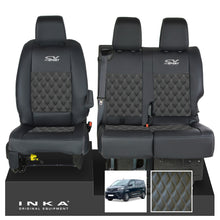 Load image into Gallery viewer, Toyota Proace INKA Front 1+2 Bentley Diamond Quilt Leatherette Tailored Seat Covers Black MY16 To Present - CV Sport Embroidery