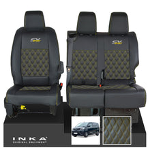 Load image into Gallery viewer, Toyota Proace INKA Front 1+2 Bentley Diamond Quilt Leatherette Tailored Seat Covers Black MY16 To Present - CV Sport Embroidery