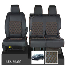 Load image into Gallery viewer, Toyota Proace INKA Front 1+2 Bentley Diamond Quilt Leatherette Tailored Seat Covers Black MY16 To Present - Plain Embroidery