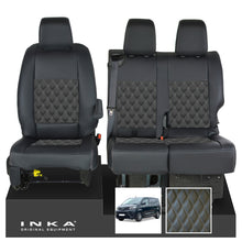 Load image into Gallery viewer, Toyota Proace INKA Front 1+2 Bentley Diamond Quilt Leatherette Tailored Seat Covers Black MY16 To Present - Plain Embroidery