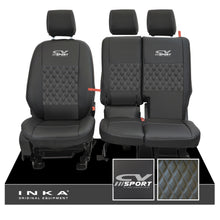 Load image into Gallery viewer, Ford Transit Connect Front 1+2 INKA Bentley Leatherette Tailored Seat Covers Black MY13-24 - CV Sport Embroidery