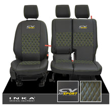 Load image into Gallery viewer, Ford Transit Connect Front 1+2 INKA Bentley Leatherette Tailored Seat Covers Black MY13-24 - CV Sport Embroidery