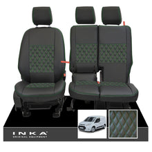 Load image into Gallery viewer, Ford Transit Connect Front 1+2 INKA Bentley Leatherette Tailored Seat Covers Black MY13-24 - Plain Embroidery