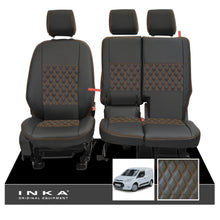 Load image into Gallery viewer, Ford Transit Connect Front 1+2 INKA Bentley Leatherette Tailored Seat Covers Black MY13-24 - Plain Embroidery