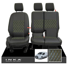 Load image into Gallery viewer, Ford Transit Connect Front 1+2 INKA Bentley Leatherette Tailored Seat Covers Black MY13-24 - Plain Embroidery